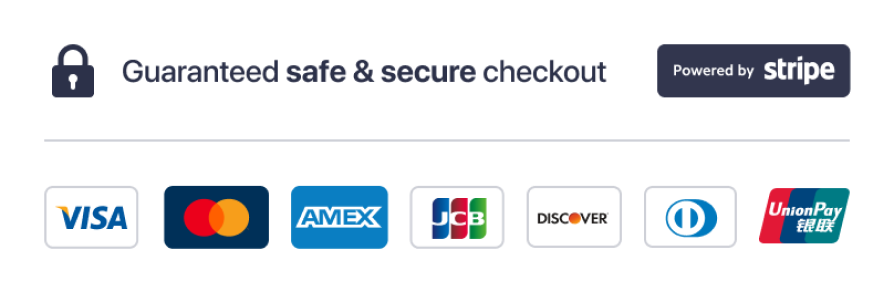 Guaranteed safe & secure checkout - Powered by Stripe